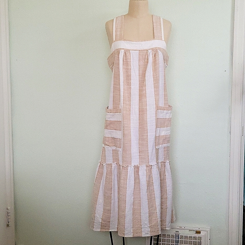 Maeve / Anthropologie stripe jumper with pockets and ruffle bottom